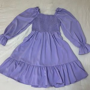 Purple dress midi long sleeve. No liner underneath. Not see through. Medium